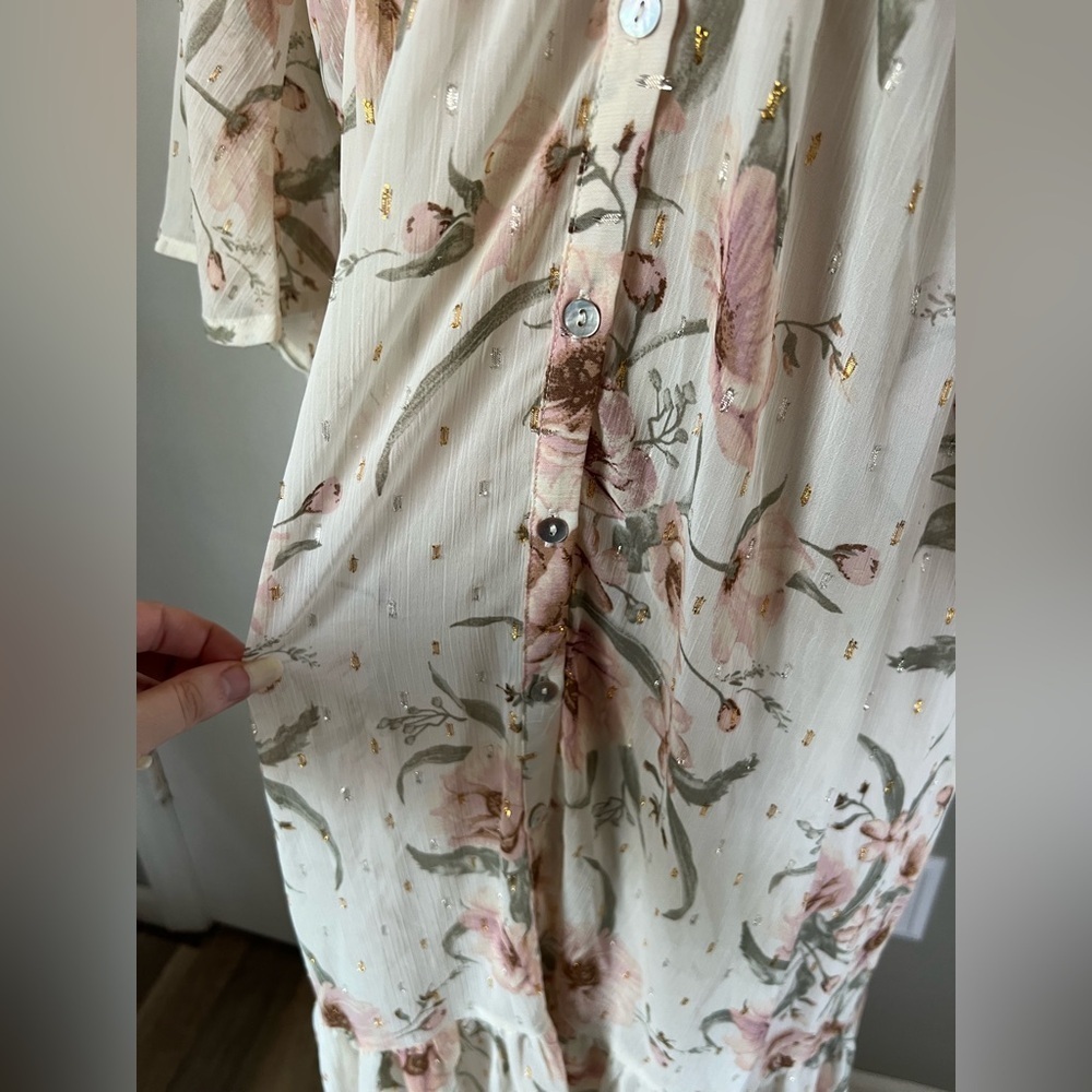 NWT Love Stitch Woman’s White Flower Airy Lightweight Boho Maxi Dress Size Large - Picture 8 of 13